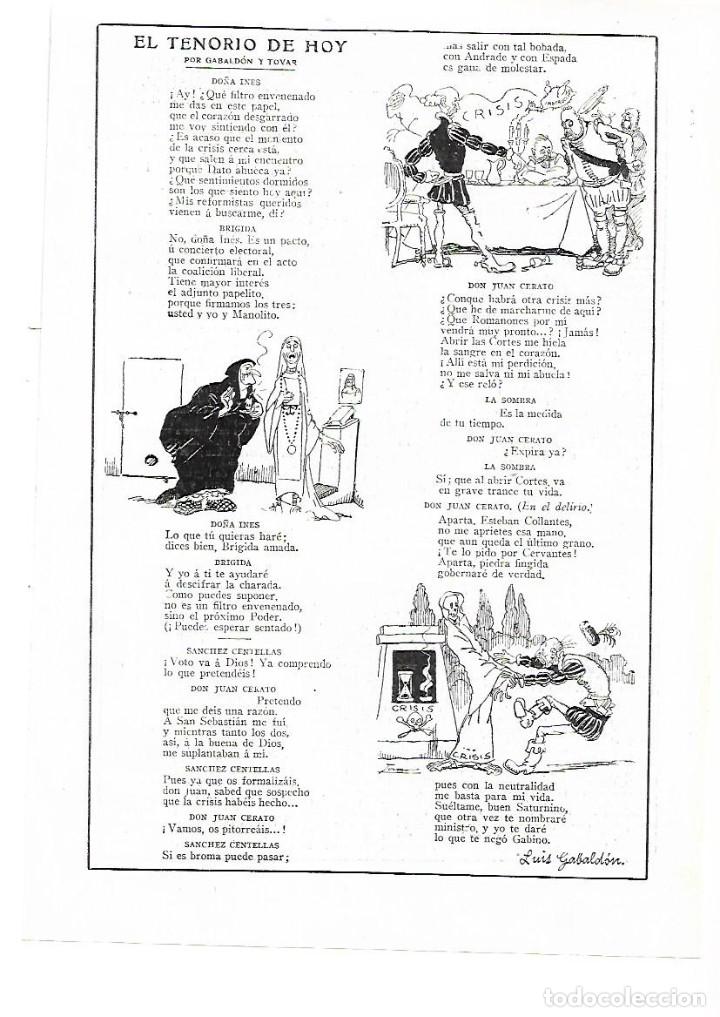 Colecionismo: A&Ntilde;O 1915 RECORTE PRENSA POESIA EL TENORIO DE HOY POR LUIS GABALDON DIBUJO TOVAR CARICATURA