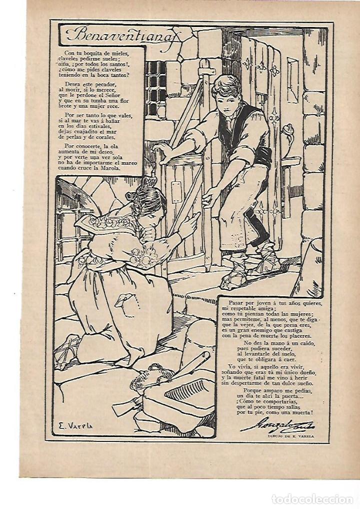 Colecionismo: A&Ntilde;O 1915 RECORTE PRENSA POESIA BENAVENTIANAS POR GONZALO CANTO DIBUJO VARELA