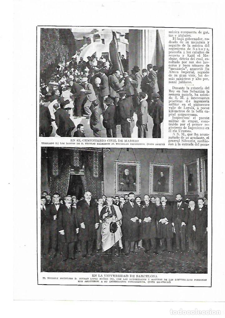 Coleccionismo: A&Ntilde;O 1915 RECORTE PRENSA MADRID CEMENTERIO CIVIL TRASLADO RESTOS NICOLAS SALMERON MAUSOLEO DEFINITIVO