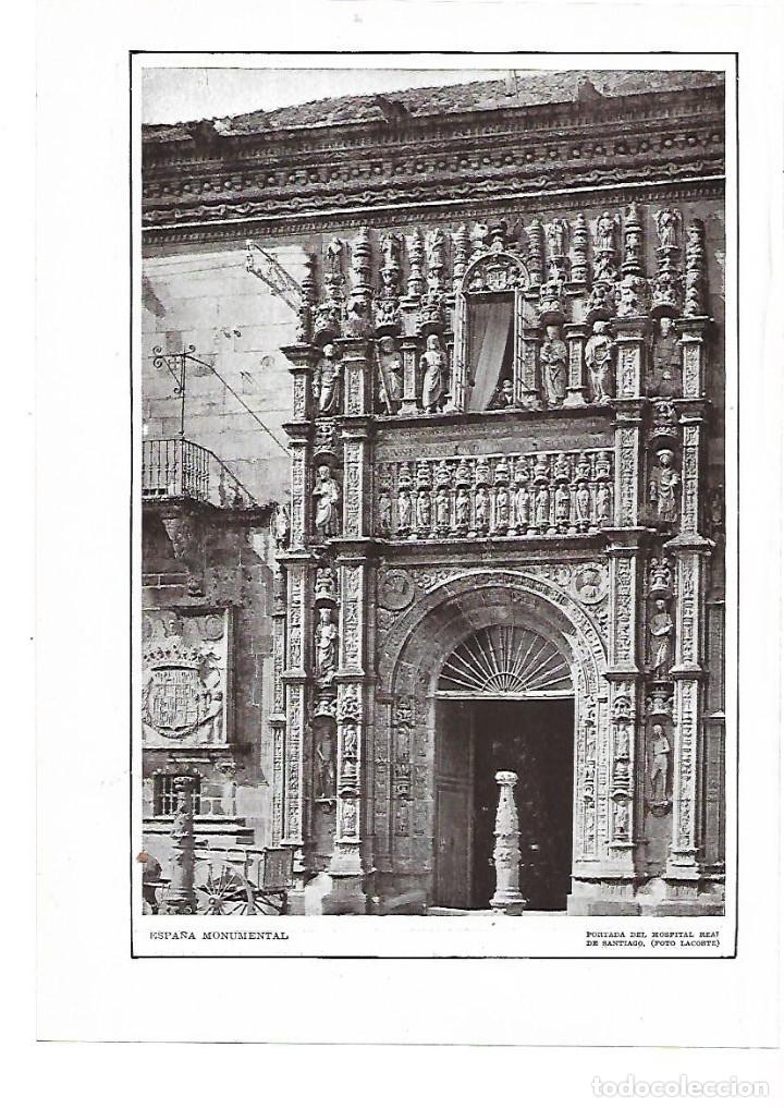 Coleccionismo: A&Ntilde;O 1915 RECORTE PRENSA LAMINA FOTOGRAFIA LACOSTE PORTADA DEL HOSPITAL REAL DE SANTIAGO COMPOSTELA