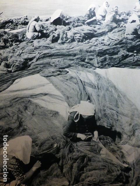 Coleccionismo: CANGAS PONTEVEDRA REMENDANDO REDES ANTIGUA LAMINA A&Ntilde;OS 50