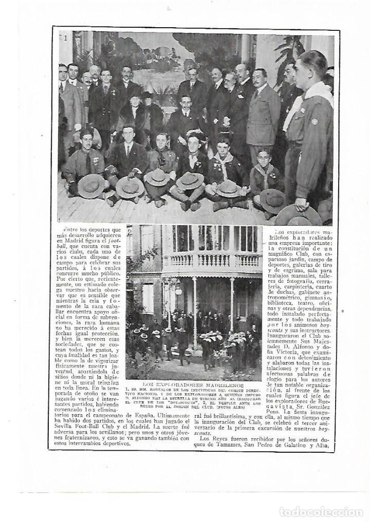 Collectionnisme: A&Ntilde;O 1915 RECORTE PRENSA EXPLORADORES MADRILE&Ntilde;OS INAUGURACION CLUB BOU SCOUTS REYES