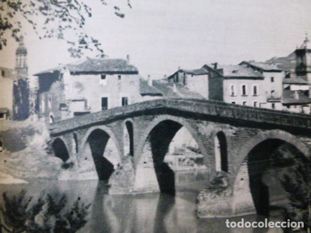 Coleccionismo: PUENTE LA REINA NAVARRA VISTA ANTIGUA LAMINA A&Ntilde;OS 50