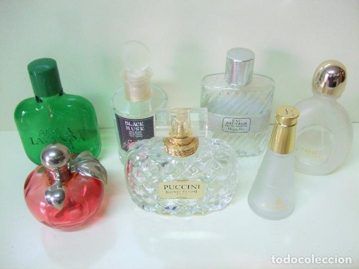 Coleccionismo: LOTE 7 BOTELLAS VAC&Iacute;AS PERFUME FRAGANCIA COLONIA BOTELLA FRASCO - LOEWE NINA RICCI PUIG PUCCINI