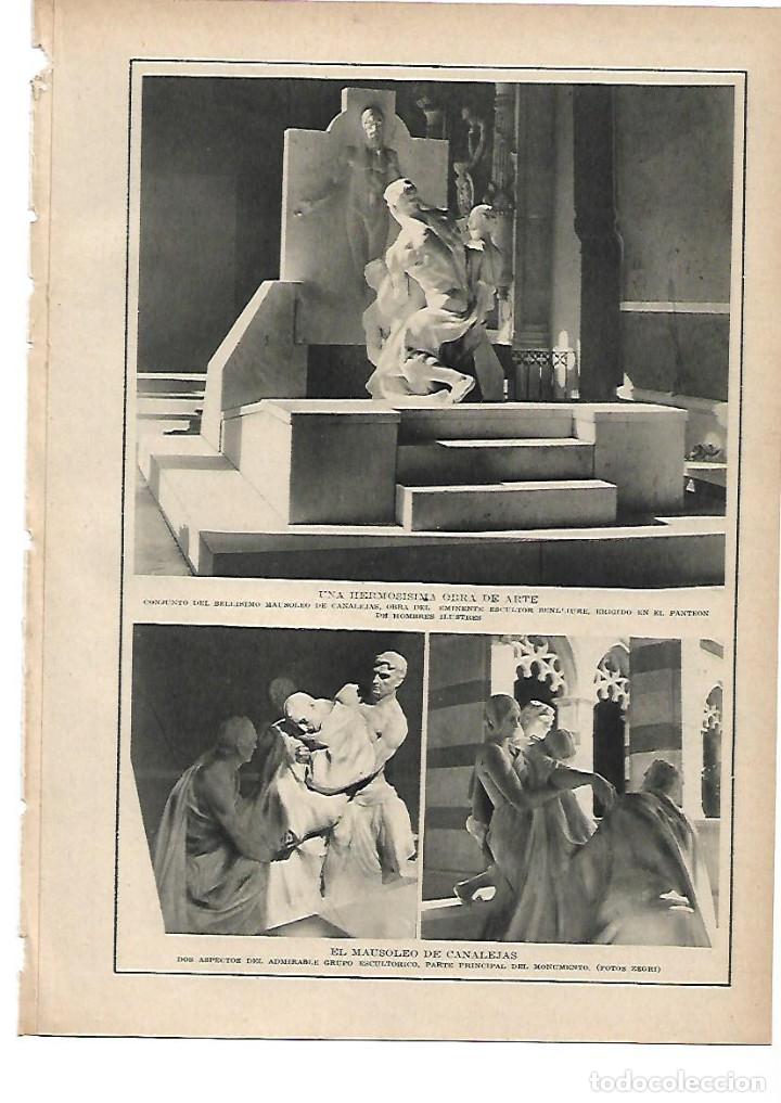 Colecionismo: A&Ntilde;O 1915 RECORTE PRENSA ESCULTURA MONUMENTO MAUSOLEO DE CANALEJAS POR BENLLIURE