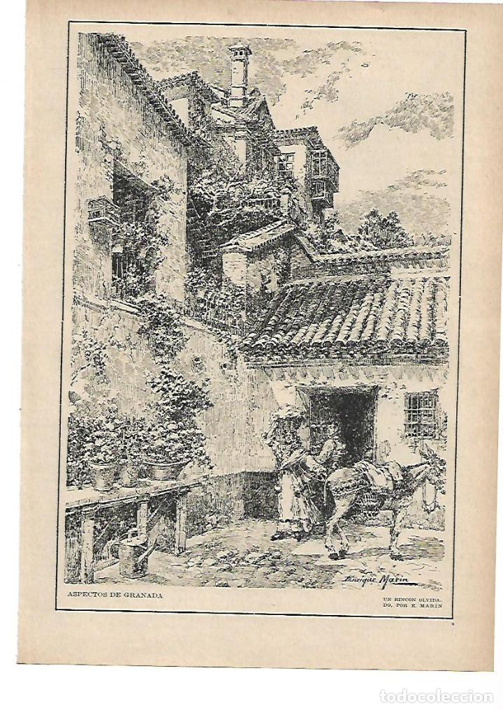 Colecionismo: A&Ntilde;O 1915 RECORTE PRENSA PINTURA DIBUJO GRANADA UN RINCON OLVIDADO POR ENRIQUE MARIN