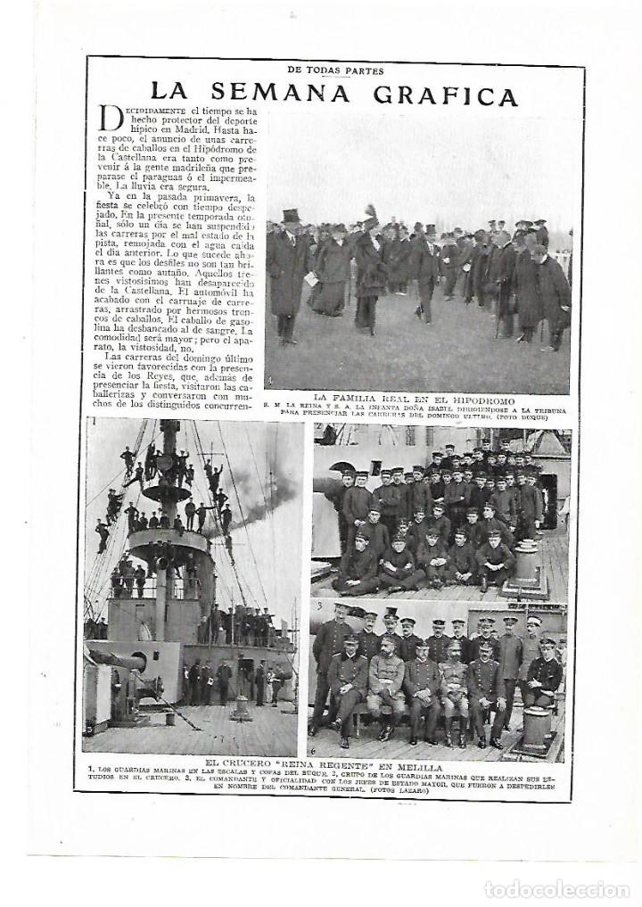 Sammelleidenschaft Papier: A&Ntilde;O 1915 RECORTE PRENSA MARINA EL BUQUE CRUCERO REINA REGENTE EN MELILLA