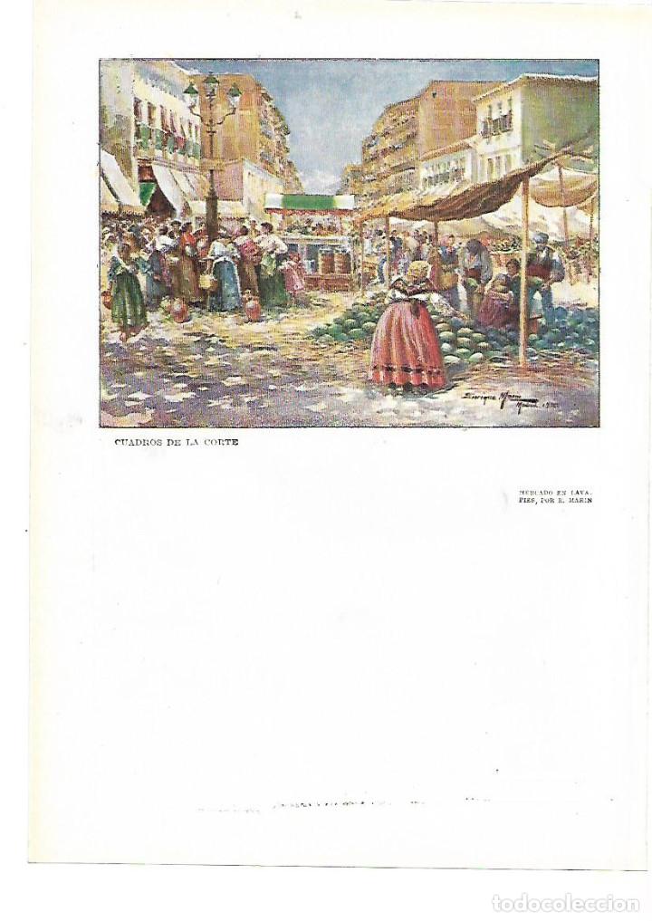Sammelleidenschaft Papier: A&Ntilde;O 1915 RECORTE PRENSA PINTURA LAMINA CUADROS DE LA CORTE MERCADO EN LAVAPIES POR ENRIQUE MARIN