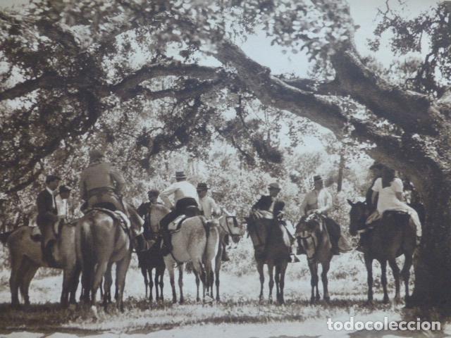 Coleccionismo: ROMERIA DEL ROCIO CABALLISTAS ROCIEROS ANTIGUA LAMINA HUECOGRABADO A&Ntilde;OS 40