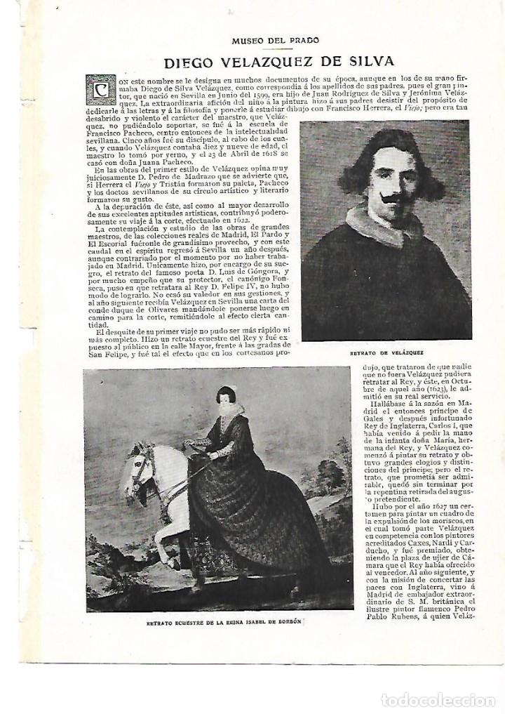 Coleccionismo: A&Ntilde;O 1909 RECORTE PRENSA PINTURA VELAZQUEZ MUSEO DEL PRADO LA FRAGUA DE VULCANO