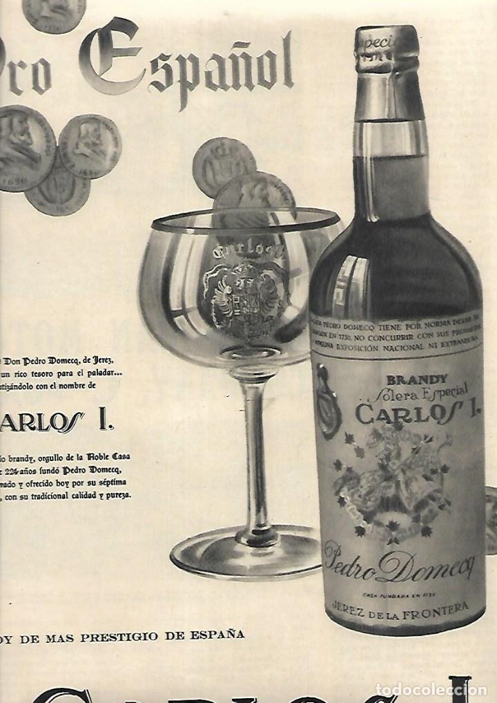 Sammelleidenschaft Papier: A&Ntilde;O 1954 RECORTE PRENSA PUBLICIDAD BEBIDAS CO&Ntilde;AC BRANDY CARLOS I PEDRO DOMECQ