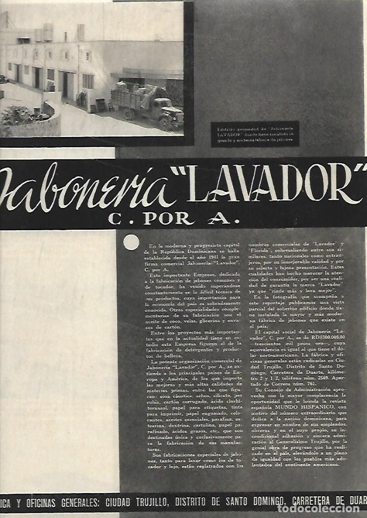 Collectionnisme: A&Ntilde;O 1954 RECORTE PRENSA PUBLICIDAD REPORTAJE JABONERIA LAVADOR CIUDAD TRUJILLO REPUBLICA DOMINICANA