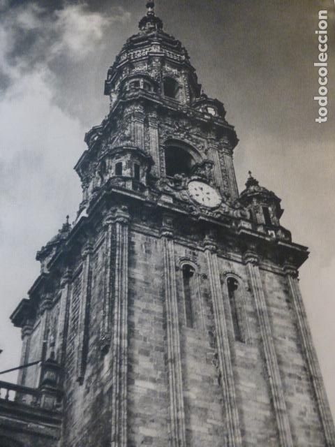 Collecting paper: SANTIAGO DE COMPOSTELA CATEDRAL TORRE DEL RELOJ ANTIGUA LAMINA HUECOGRABADO A&Ntilde;OS 50