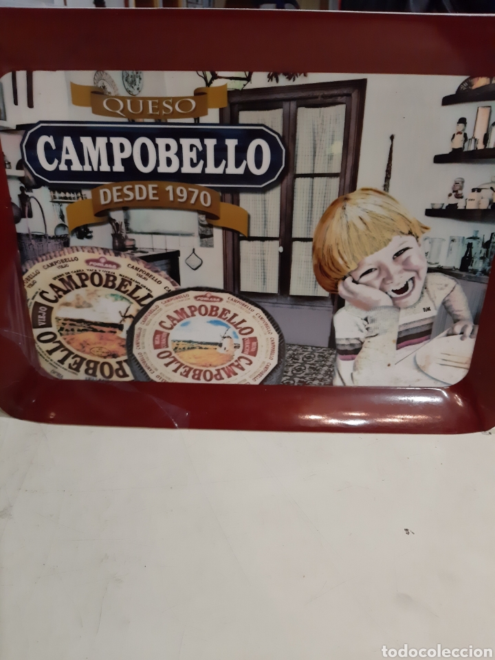Coleccionismo: Quesos Campobello desde 1870 bandeja vintage rotura pegada esquina 38x28