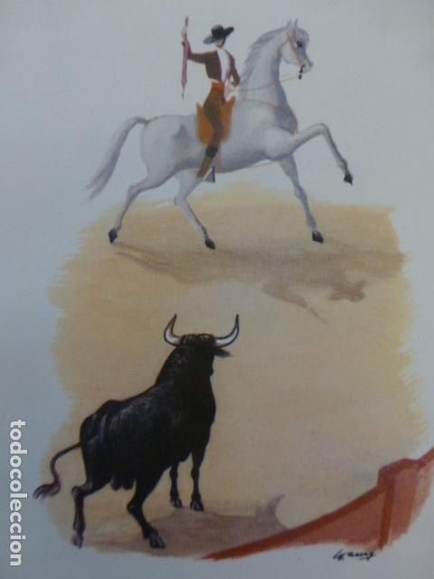 Colecionismo: REJONEADOR CORRIDA DE TOROS ANTIGUA CROMOLITOGRAFIA A&Ntilde;OS 50