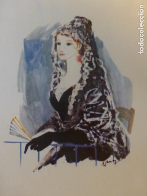 Coleccionismo: MUJER CON MANTILLA ANTIGUA CROMOLITOGRAFIA A&Ntilde;OS 50
