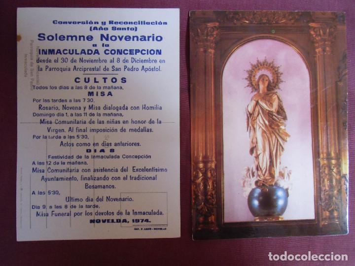 Coleccionismo: NOVELDA.SOLEMNE NOVENARIO A LA INMACULADA CONCEPCION.1974 Y 1976.