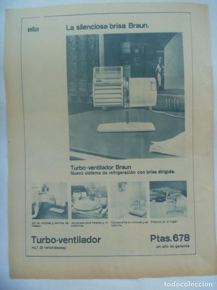 Colecionismo: HOJA DE PERIODICO CON PUBLICIDAD DE TURBO-VENTILADOR BRAUN . A&Ntilde;OS 60