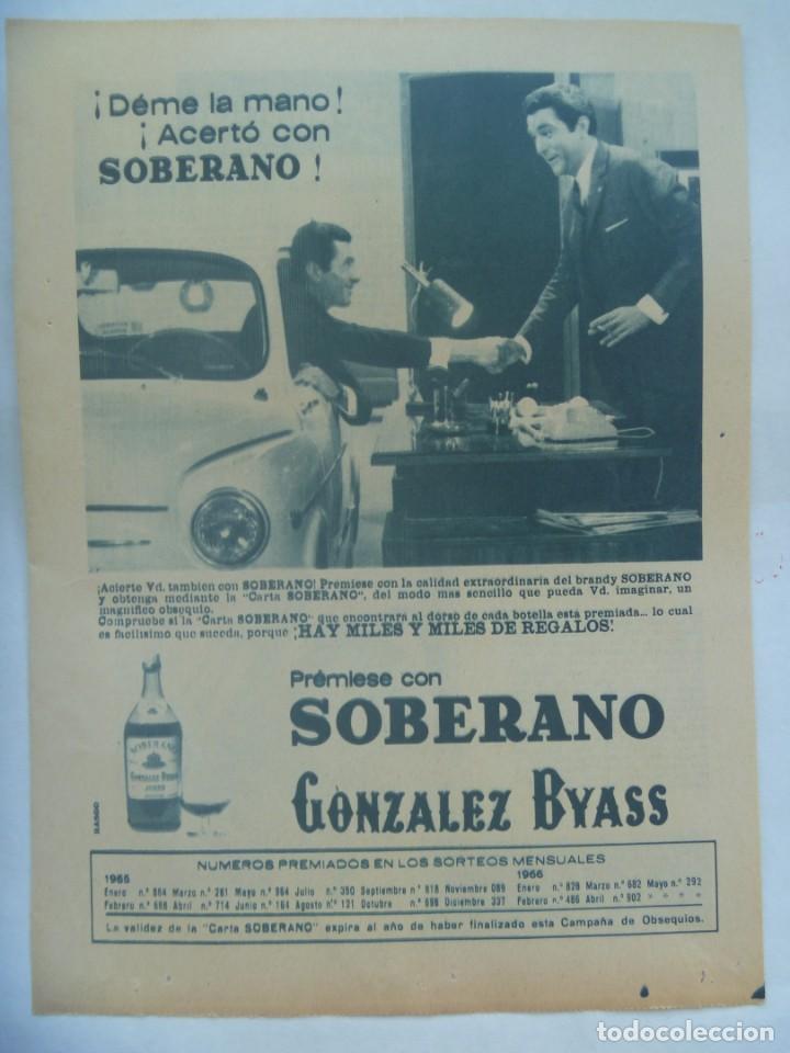 Coleccionismo: HOJA DE PERIODICO CON PUBLICIDAD DE CO&Ntilde;AC SOBERANO, CON SEAT 600 , A&Ntilde;OS 60