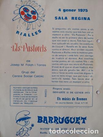 Collectionnisme: ANTIG&Uacute;A HOJA /FICHA RIALLES A&Ntilde;O 1975