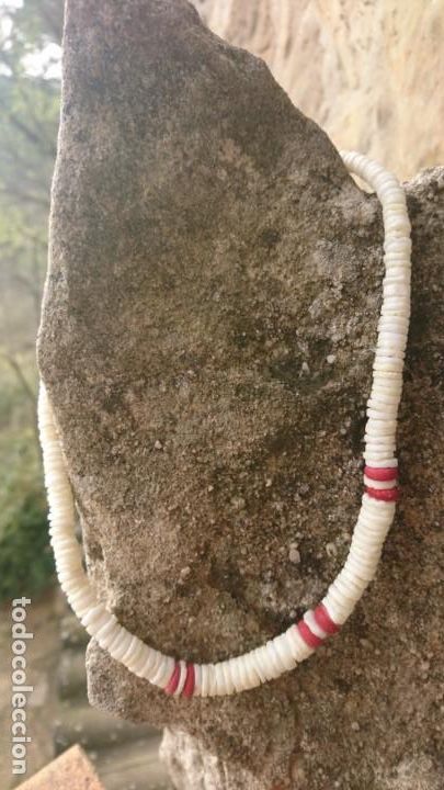 Coleccionismo: Collar discos coral blanco y rojo. - Foto 1