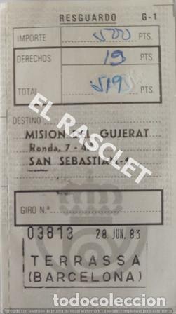 Coleccionismo: ANTIG&Uacute;O RESGUARDO DE GIRO POSTAL DE CORREOS