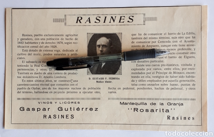 Coleccionismo: RASINES / CASTRO URDIALES. Rese&ntilde;a del pueblo de RASINES y publicidad. 1930