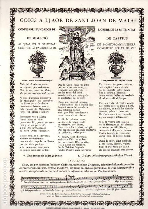Collezionismo: GOIGS A LLAOR DE SANT JOAN DE MATA - MONTGRONY GOMBRENY (1984)
