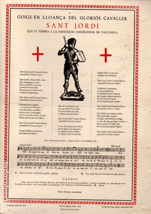 Collezionismo: GOIGS EN LLOAN&Ccedil;A DEL GLORI&Oacute;S CAVALLER SANT JORDI - VALLCARCA (TORRELL DE REUS, 1964)
