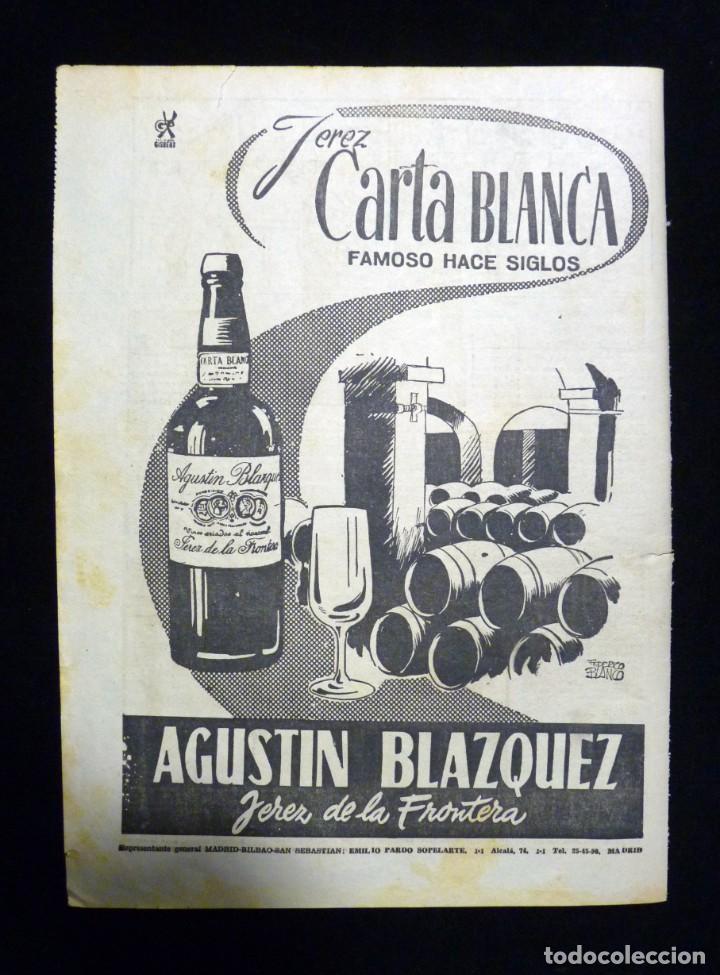 Colecionismo: PUBLICIDAD JEREZ CARTA BLANCA. AGUSTIN BL&Aacute;ZQUEZ. JEREZ DE LA FRONTERA, 1954