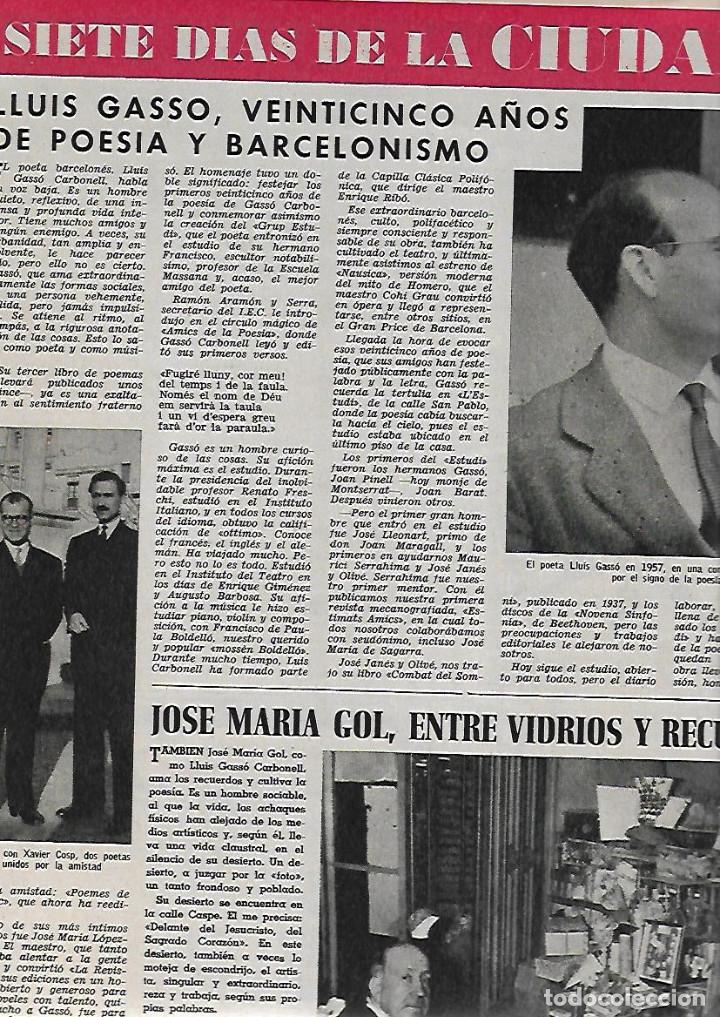 Coleccionismo: A&Ntilde;O 1966 RECORTE PRENSA LLUIS GASSO VEINTICINCO A&Ntilde;OS DE POESIA Y BARCELONISMO ESCRITOR