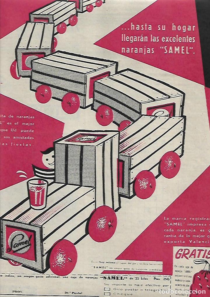Colecionismo: A&Ntilde;O 1959 RECORTE PRENSA PUBLICIDAD NARANJAS SUMEL SANTIAGO SALES E HIJOS VALENCIA