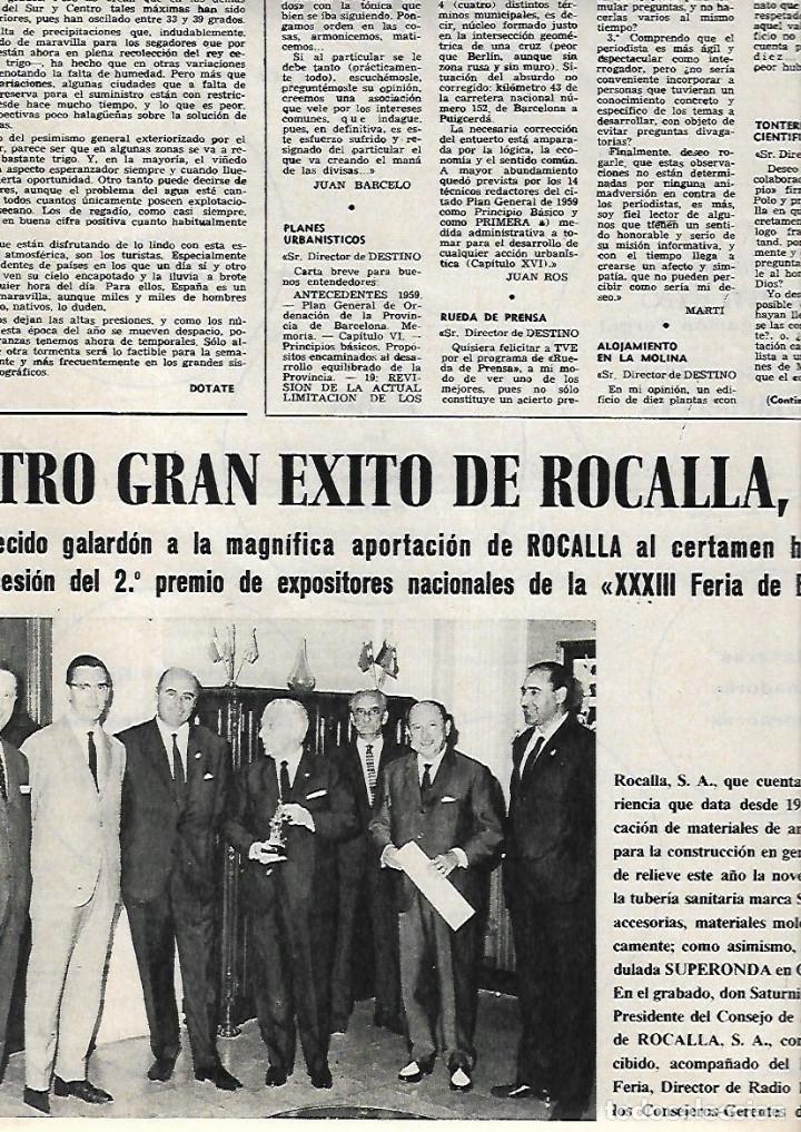 Collezionismo: A&Ntilde;O 1965 RECORTE PRENSA NOTICIA ROCALLA EXITO GANADOR 2 PREMIO EXPOSITORES 33 FERIA DE BARCELONA