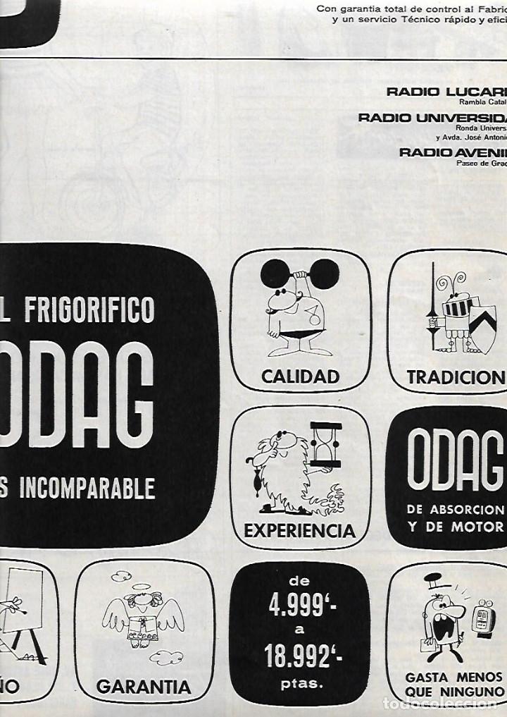 Collectionnisme: A&Ntilde;O 1966 RECORTE PRENSA PUBLICIDAD FRIGORIFICO ODAG ELECTRODOMESTICOS NEVERA