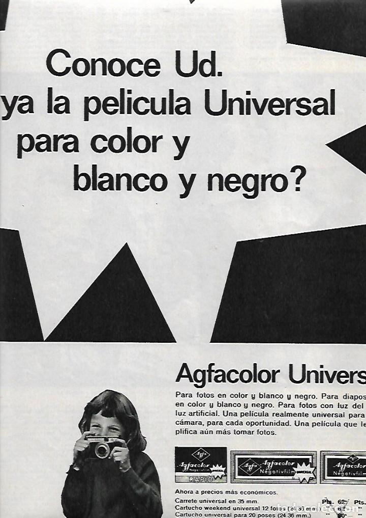 Colecionismo: A&Ntilde;O 1966 RECORTE PRENSA PUBLICIDAD AGFACOLOR UNIVERSAL FOTOGRAFIA CAMARA CARRETE