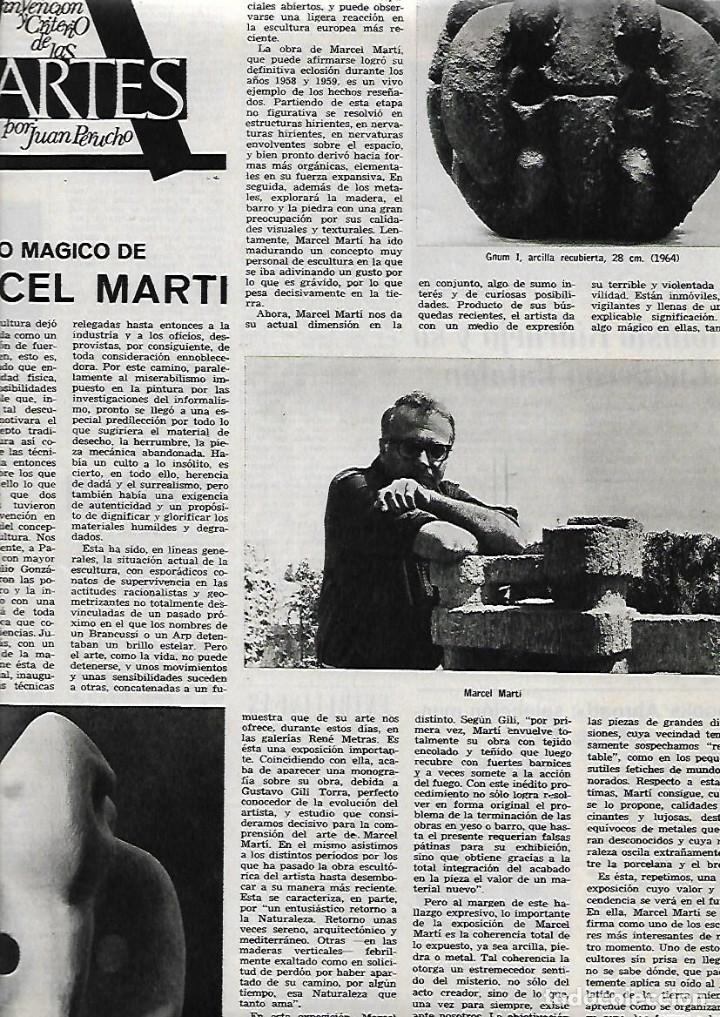 Coleccionismo: A&Ntilde;O 1966 RECORTE PRENSA ESCULTURA MARCEL MARTI