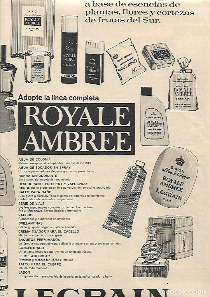 Collezionismo: A&Ntilde;O 1970 RECORTE PRENSA PUBLICIDAD PRODUCTOS COLONIA ROYALE AMBREE LEGRAIN PARIS