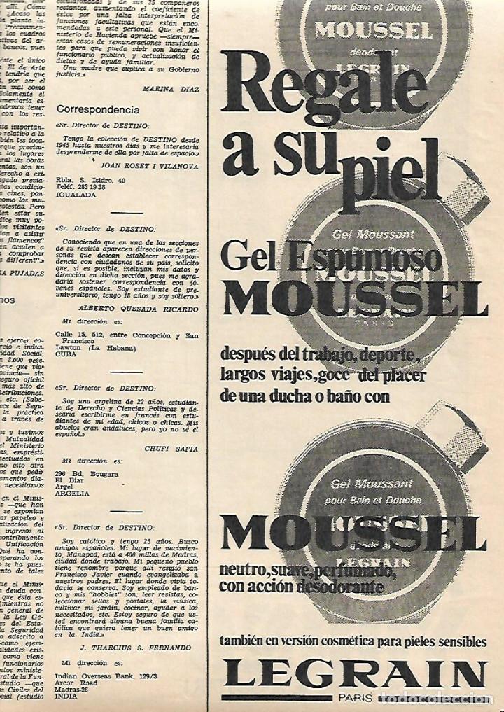 Collezionismo: A&Ntilde;O 1970 RECORTE PRENSA PUBLICIDAD MOUSSEL LEGRAIN GEL DE BA&Ntilde;O JABON GEL MOUSSANT