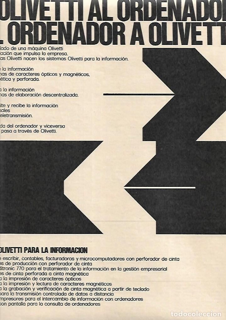 Collezionismo: A&Ntilde;O 1970 RECORTE PRENSA PUBLICIDAD SISTEMAS OLIVETTI MAQUINA ESCRIBIR ORDENADOR IMPRESORAS