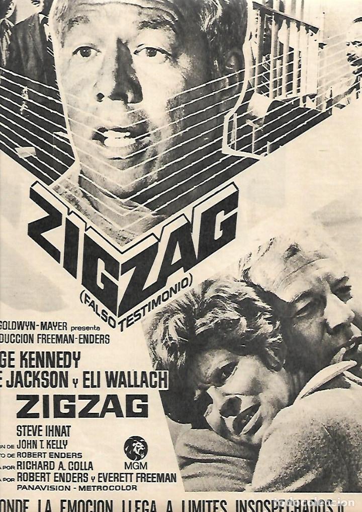 Collezionismo: &Ntilde;O 1970 RECORTE PRENSA PUBLICIDAD CINE PELICULA ZIGZAG FALSO TESTIMONIO GEORGE KENNEDY METRO GOLDWYN
