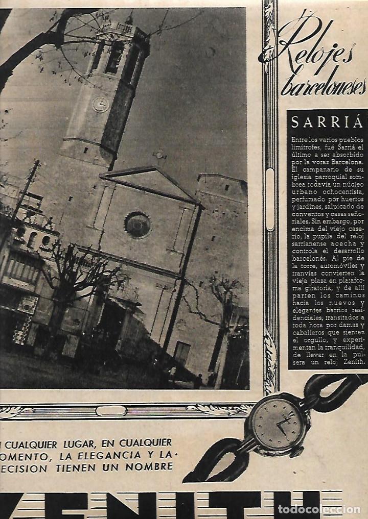 Coleccionismo: A&Ntilde;O 1953 RECORTE PRENSA PUBLICIDAD RELOJ ZENITH RELOJES BARCELONESES IGLESIA DE SARRIA
