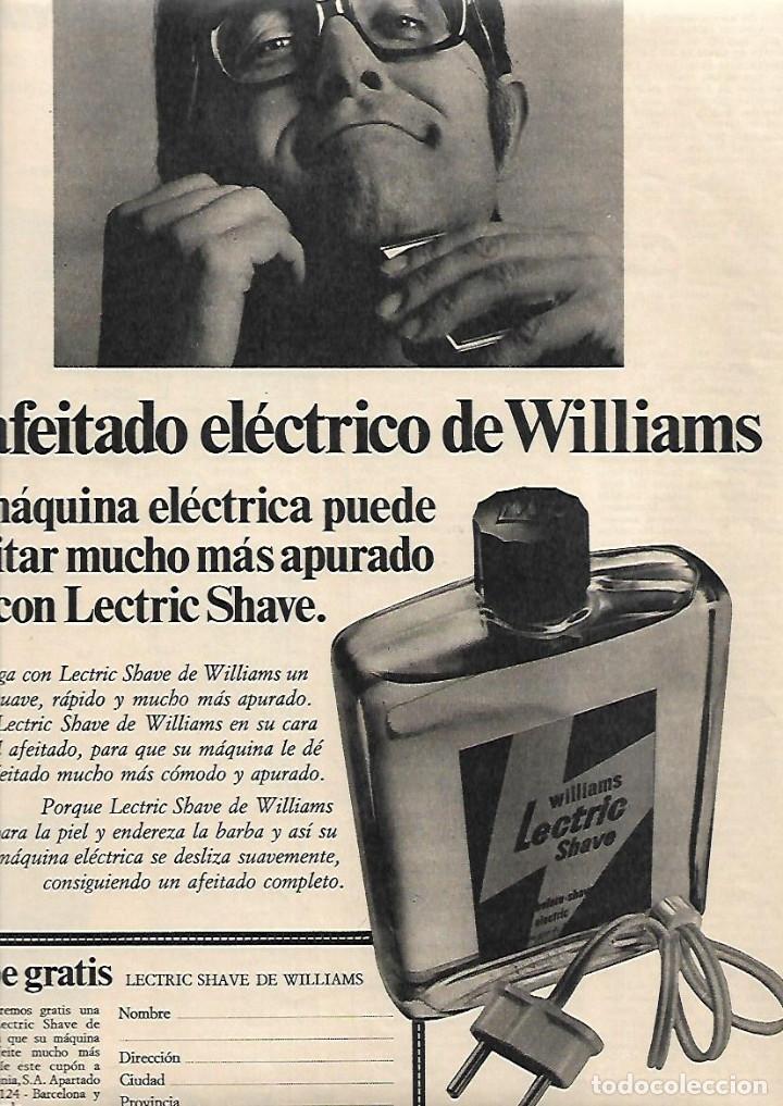 Collezionismo: A&Ntilde;O 1971 RECORTE PRENSA PUBLICIDAD LECTRIC SCHAVE WILLIAMS PARA MAQUINA AFEITAR ELECTRICA AFEITADO