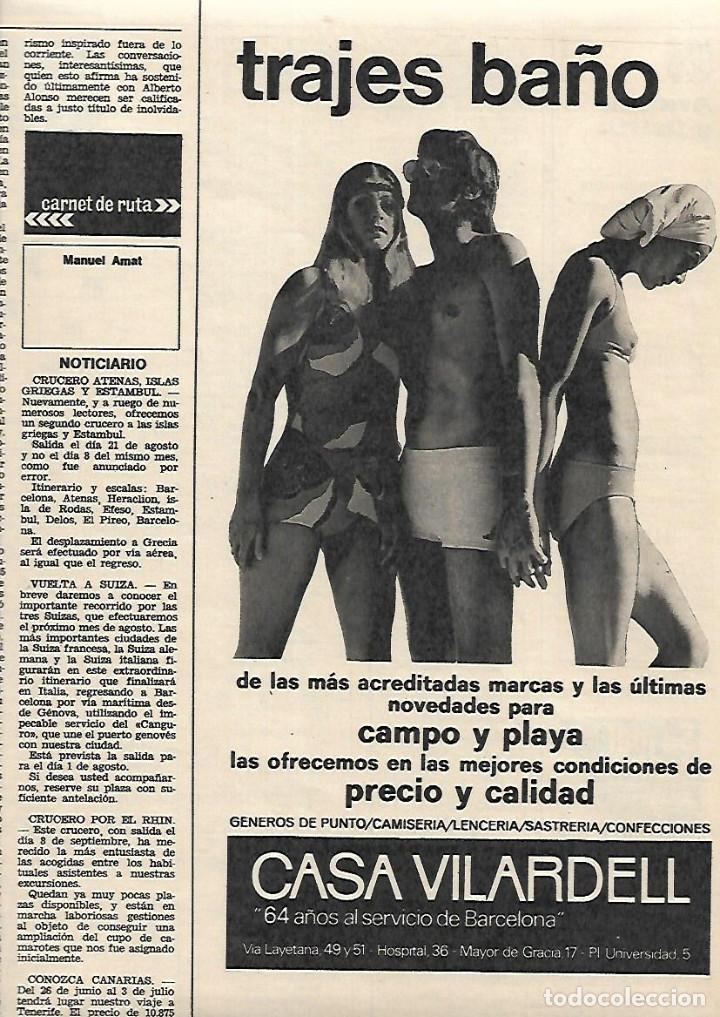 Collezionismo: A&Ntilde;O 1971 RECORTE PRENSA PUBLICIDAD TRAJES DE BA&Ntilde;O CASA VILARDELL COMERCIO ALMACEN