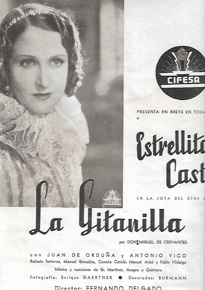 Collezionismo: A&Ntilde;O 1940 RECORTE PRENSA PUBLICIDAD CINE ESPA&Ntilde;OL PELICULA LA GITANILLA ESTRELLITA CASTRO