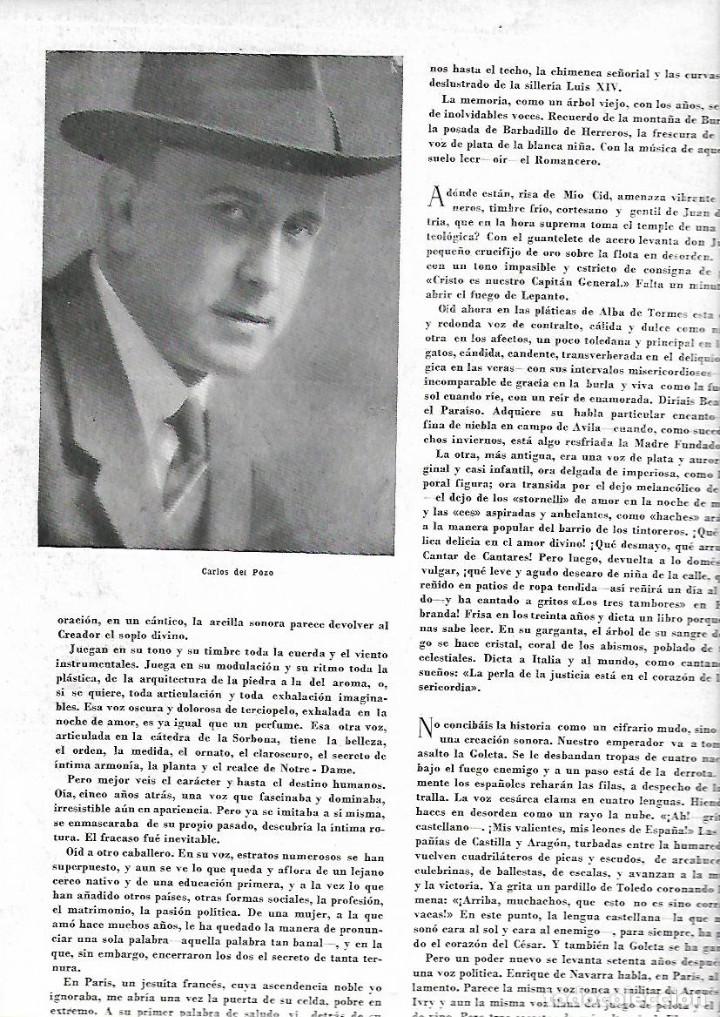 Colecionismo: A&Ntilde;O 1943 RECORTE PRENSA CARLOS DEL POZO LOCUTOR DE RADIO UNA VOZ DISTANTE CON MOTIVO DE SU MUERTE