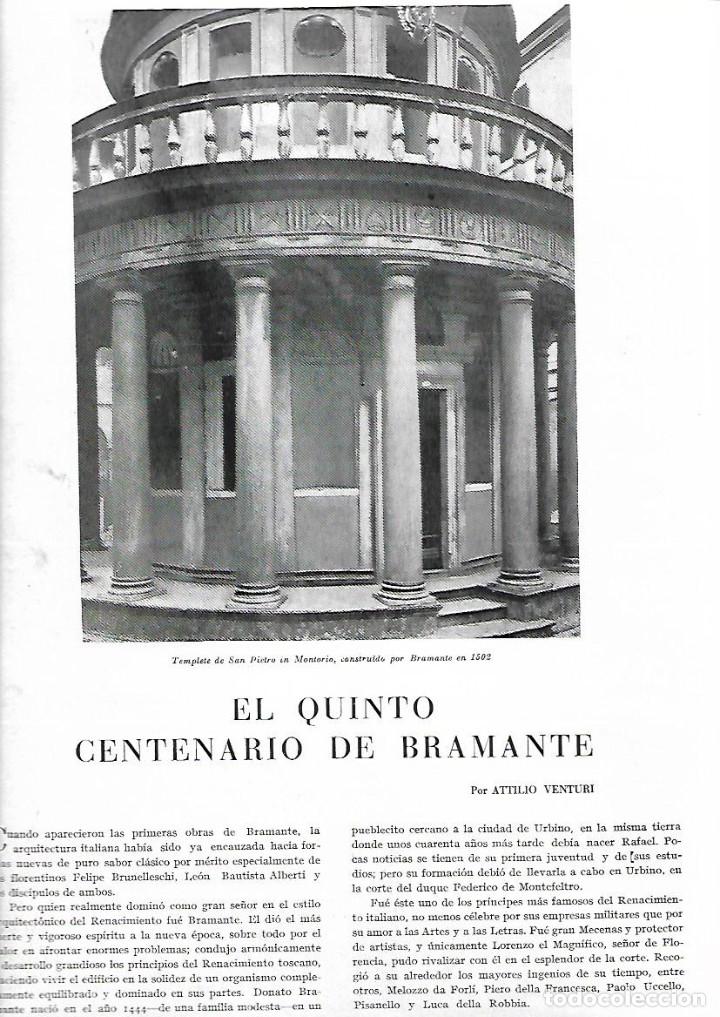 Sammelleidenschaft Papier: A&Ntilde;O 1944 RECORTE PRENSA ARQUITECTURA EL QUINTO CENTENARIO DE BRAMANTE ITALIA