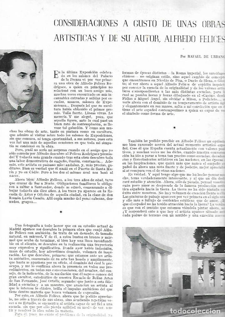 Colecionismo: A&Ntilde;O 1945 RECORTE PRENSA ESCULTURA ALFREDO FELICES