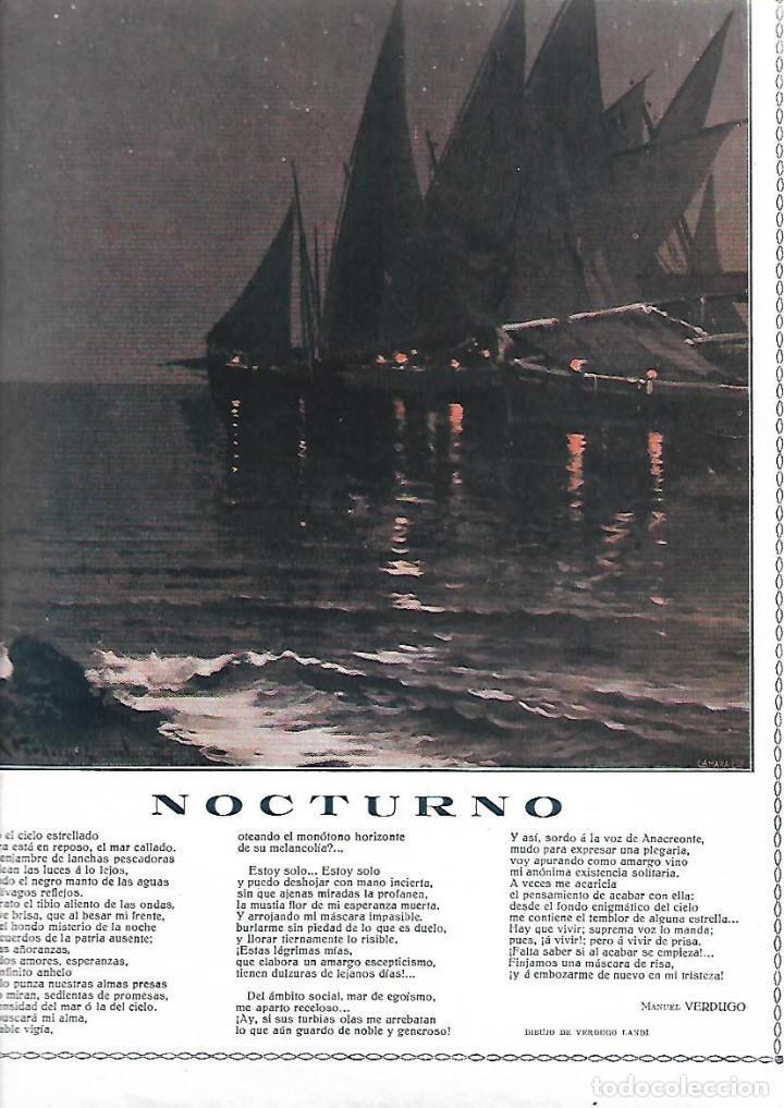 Sammelleidenschaft Papier: A&Ntilde;O 1914 RECORTE PRENSA POESIA NOCTURNO POR MANUEL VERDUGO DIBUJO DE VERDUGO LANDI