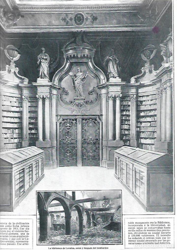 Colecionismo: A&Ntilde;O 1915 RECORTE PRENSA DESTRUCCION BIBLIOTECA DE LOVAINA BELGICA BOMBARDEO GUERRA JOYA DESAPARECIDA