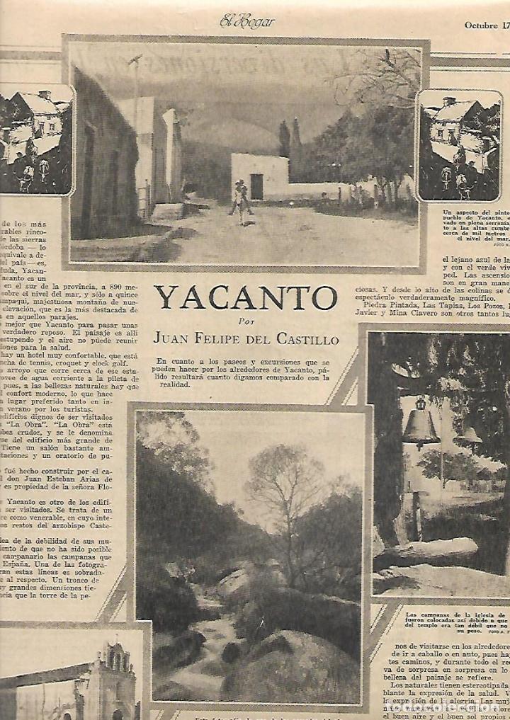 Sammelleidenschaft Papier: A&Ntilde;O 1930 RECORTE PRENSA YACANTO SIERRAS DE CORDOBA ARGENTINA IGLESIA CAMPANAS